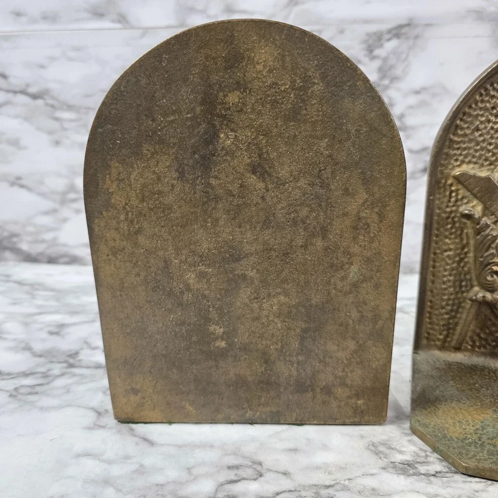 Vtg Masonic Brass Copper? Bookends Square And Compasses Pair Freemason Eye